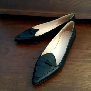 J Crew Black Point-Toe Flats, Decorative Bow, SZ 9.5, Great Condition